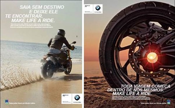 Peças da nova campanha institucional “Make Life a Ride”, da BMW Motorrad