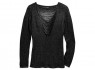 Blusa feminina preta de malha de fibra sintética, da linha Sportswear