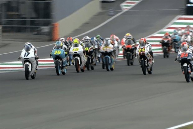 Mais uma vez, a Moto3 proporcionou uma disputa ombro a ombro do início ao fim da corrida. Em Mugello, vitória para Andrea Migno