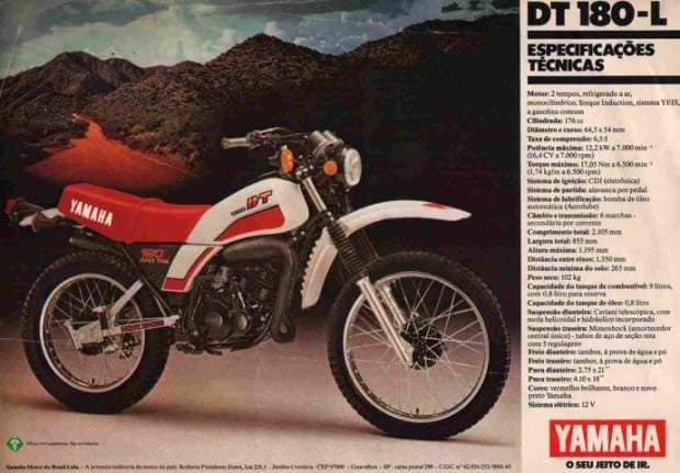 Folheto da campanha de lançamento da Yamaha DT 180 em 1981, um ícone da marca e que abriu o caminho para o off-road no Brasil