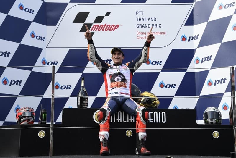 O casamento perfeito: Marc Márquez e a RC213V. Sorridente espanhol já faturou seis títulos na MotoGP com o modelo - e contando...