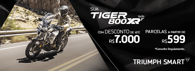 Material publicitário desenvolvido pela Triumph para divulgar a promoção da Tiger 800