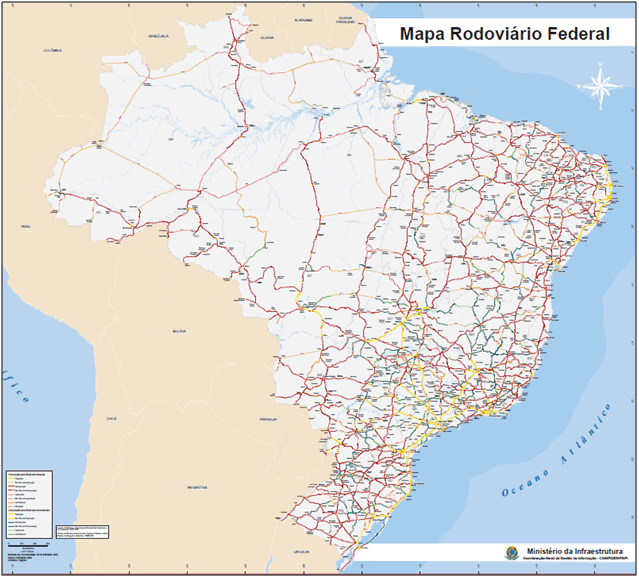 maiores rodovias - mapa rodoviário do brasil