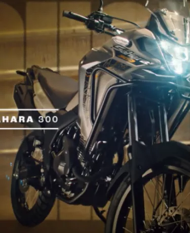 Nome da nova Honda: Sahara 300 no adesivo; XRE no documento